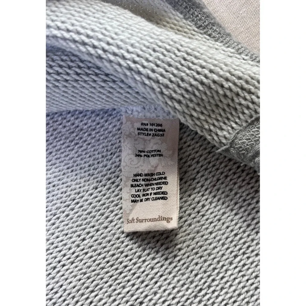Soft Surroundings Just Beachy Hooded Henley Womens sz S Gray Pullover Top Spring - Picture 10 of 15